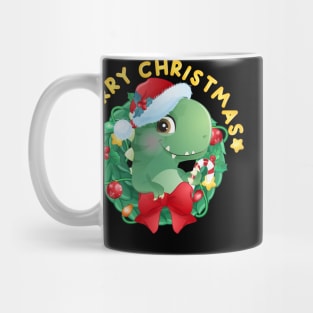 Cute Christmas Dinosaur With Santa Hat Mug